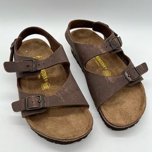 Birkenstock Milano Soft Footbed Birko-Flor Dark Brown Sandals Kids EU 34 3-3.5